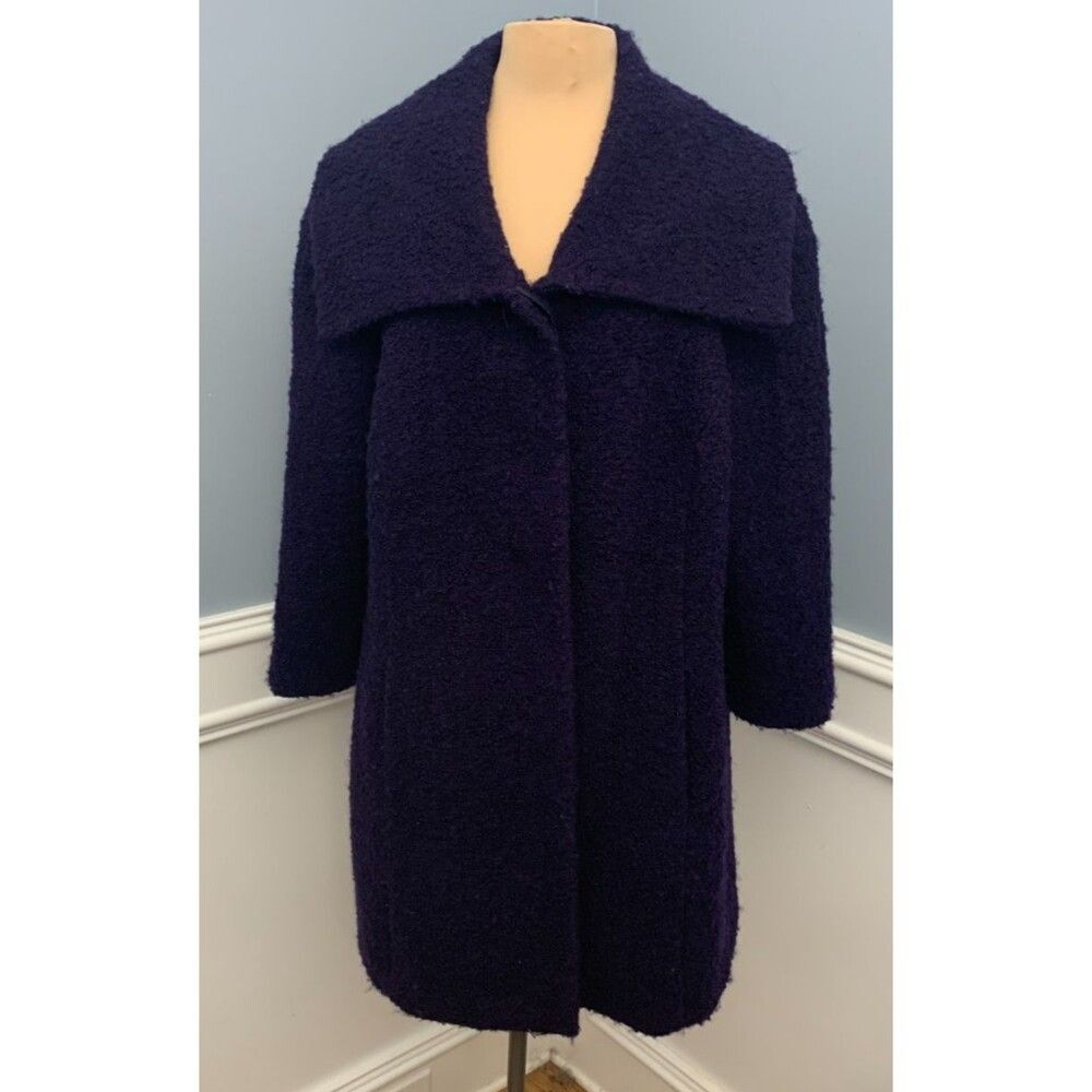 Alfani Coat Womens 18W Wool Blend Boucle Luxury Wide Lapel Textured Lined Button